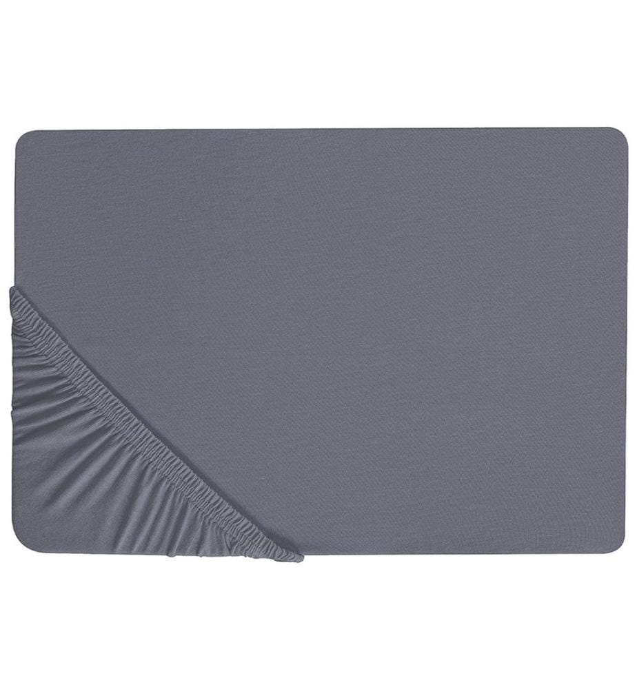 Drap housse JANBU Coton 160 x 200 cm Gris foncé