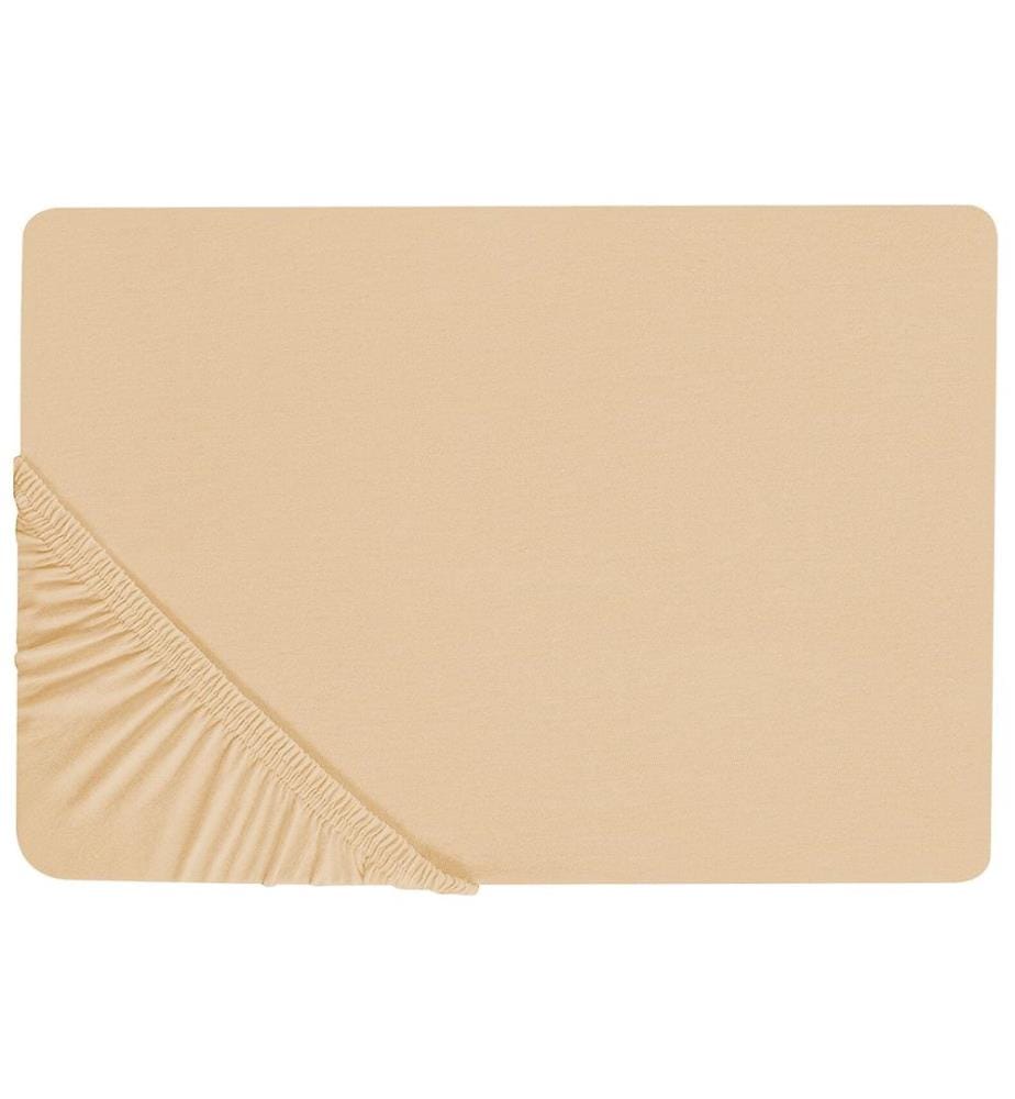 Drap housse JANBU Coton 160 x 200 cm Beige sable