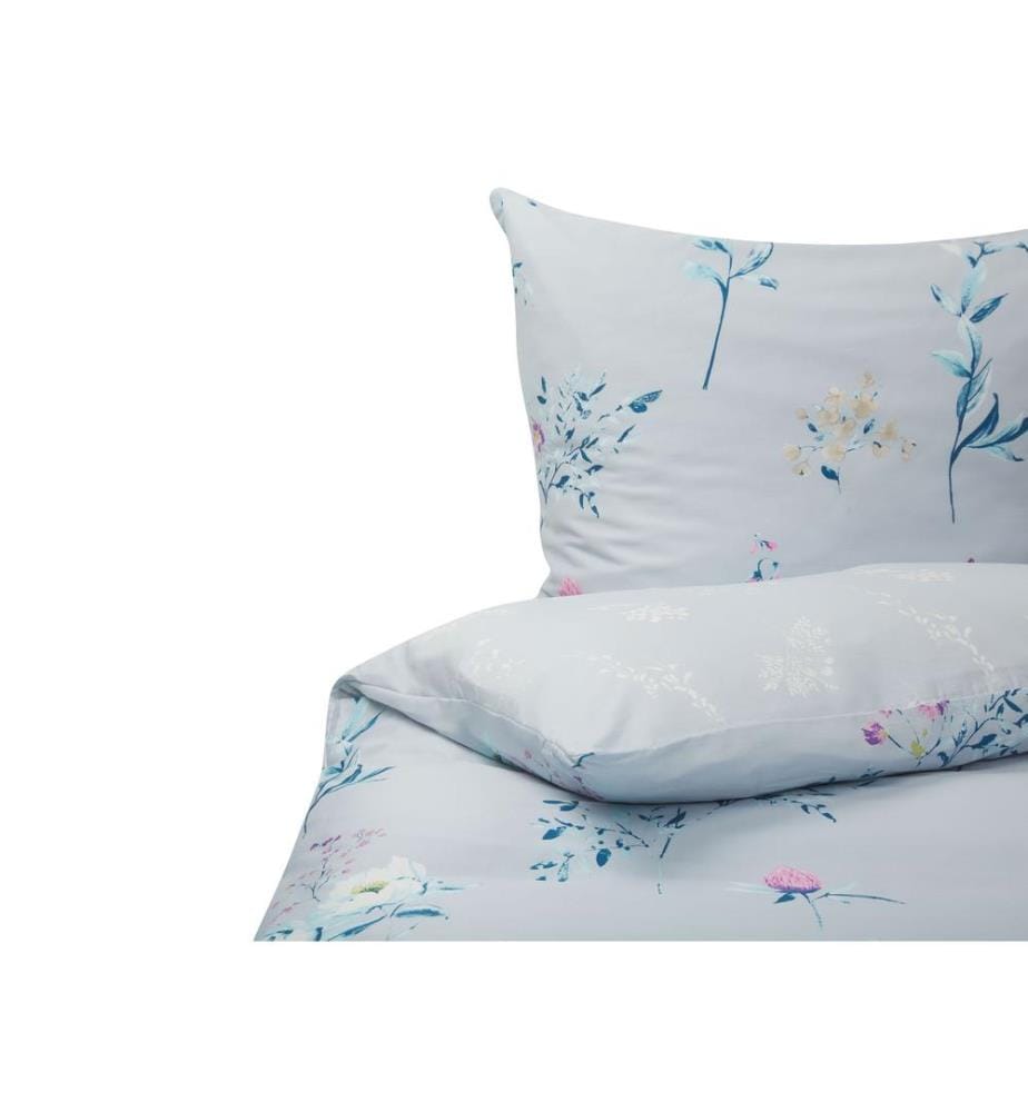 Ensemble de housses de couette EVERGREEN Satin de coton 220 x 240 cm Bleu clair