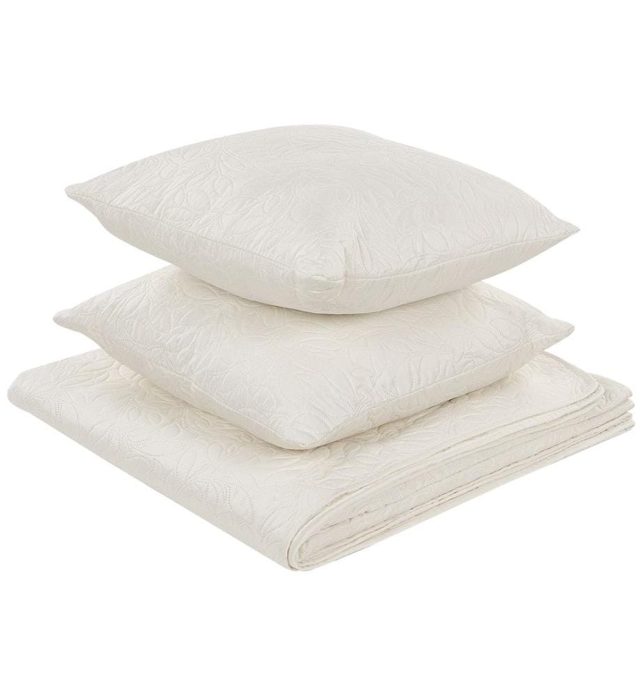 Couvre-lits avec coussins RUDKHAN 140 x 210 cm Blanc cassé