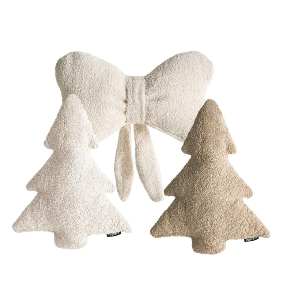 Lot de 3 coussins décoratifs WINTERLAND Bouclé 30 x 35 cm 45 x 25 cm Beige clair Motif de Noël