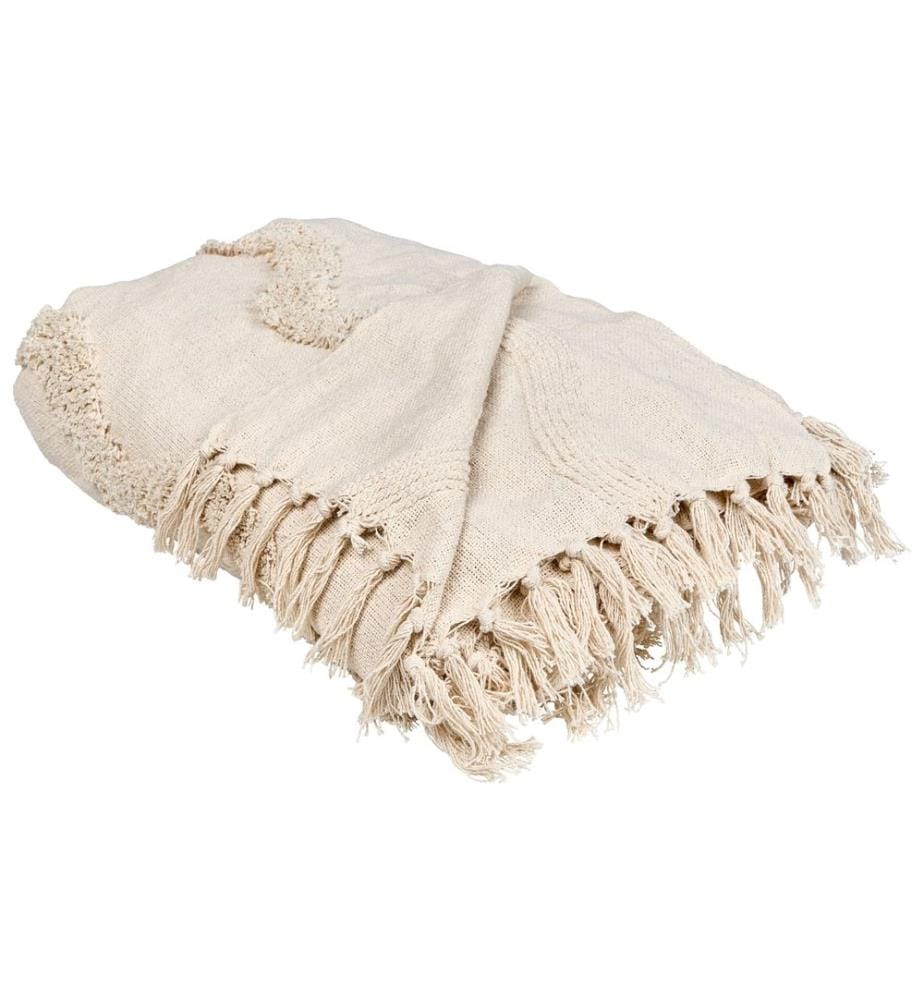 Couverture KHARI Coton 200 x 200 cm Beige clair