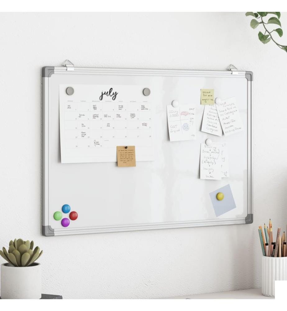 Tableau blanc magnétique 80x60x1,7 cm aluminium