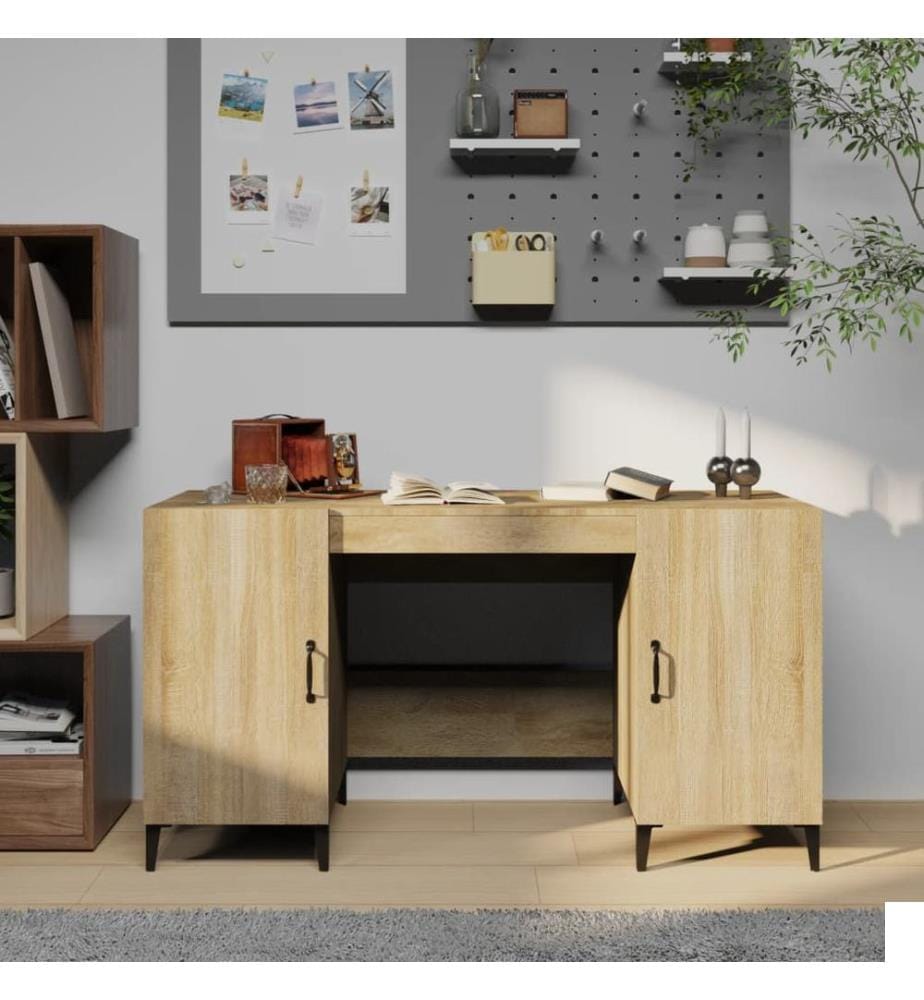 Bureau Chêne sonoma 140x50x75 cm Bois d'ingénierie