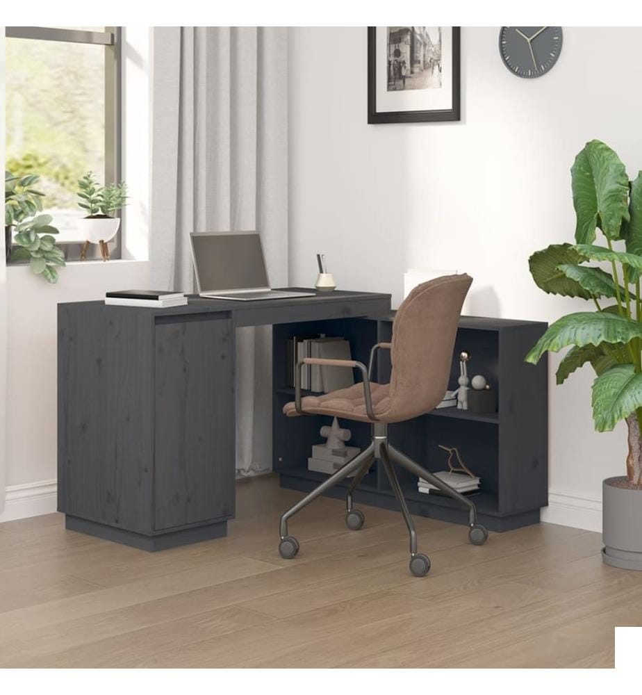 Bureau Gris 110x50x75 cm Bois massif de pin