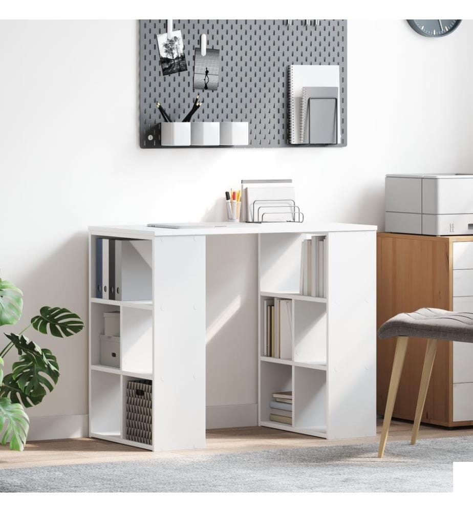 Bureau avec étagère Blanc 90 x 50 x 75 cm Bois d'ingénierie
