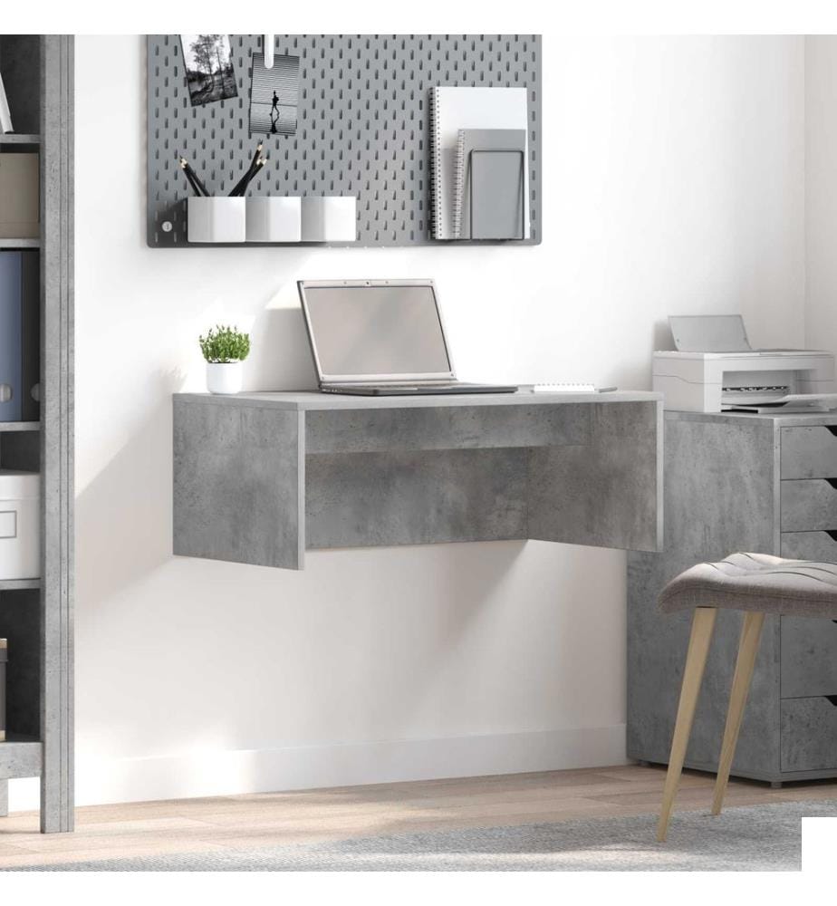 Bureau mural Gris béton 80 x 45 x 30 cm Bois d'ingénierie