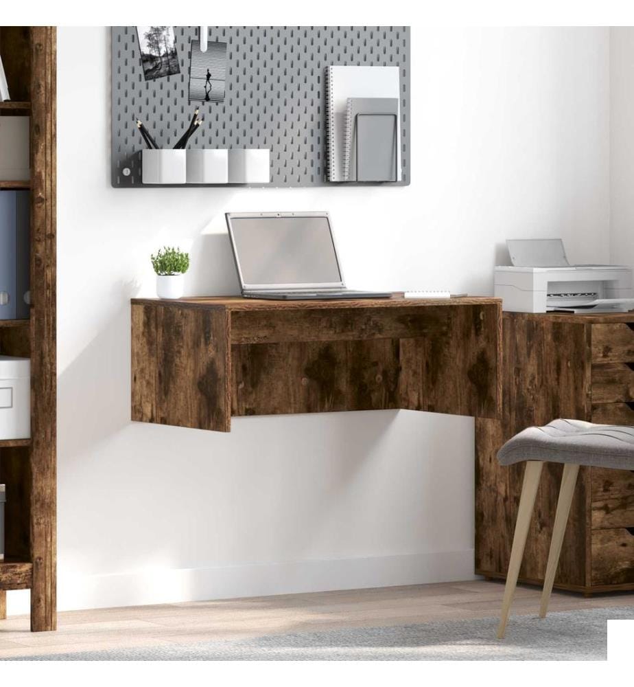 Bureau mural Chêne fumé 80 x 45 x 30 cm Bois d'ingénierie