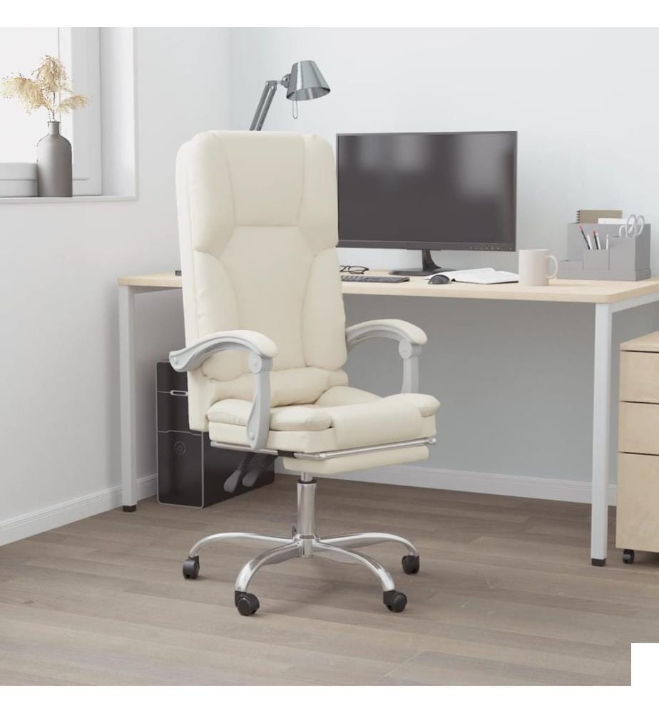 Fauteuil de massage inclinable de bureau Crème Similicuir