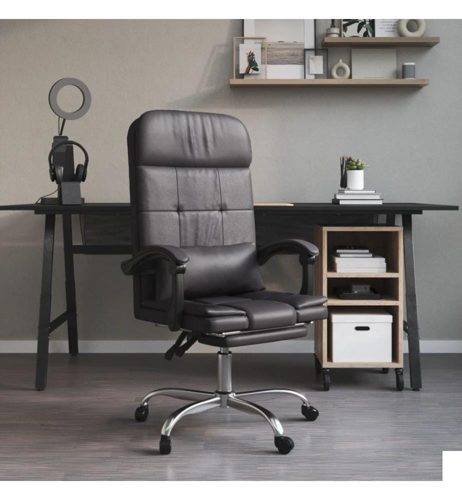Fauteuil de massage inclinable de bureau Gris Similicuir