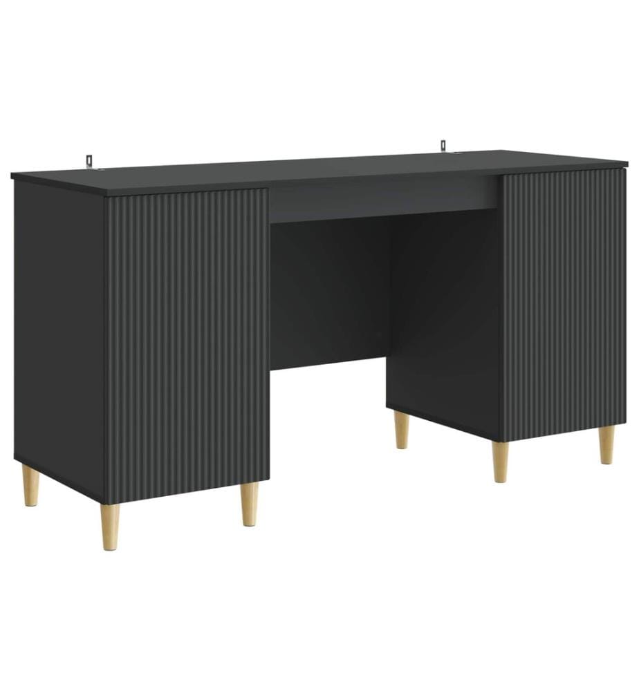 vidaXL Bureau avec étagère Noir 142,5 x 50 x 75 cm Bois d'ingénierie