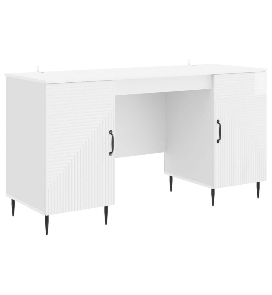 vidaXL Bureau Blanc brillant 142,5 x 50 x 75 cm Bois d'ingénierie