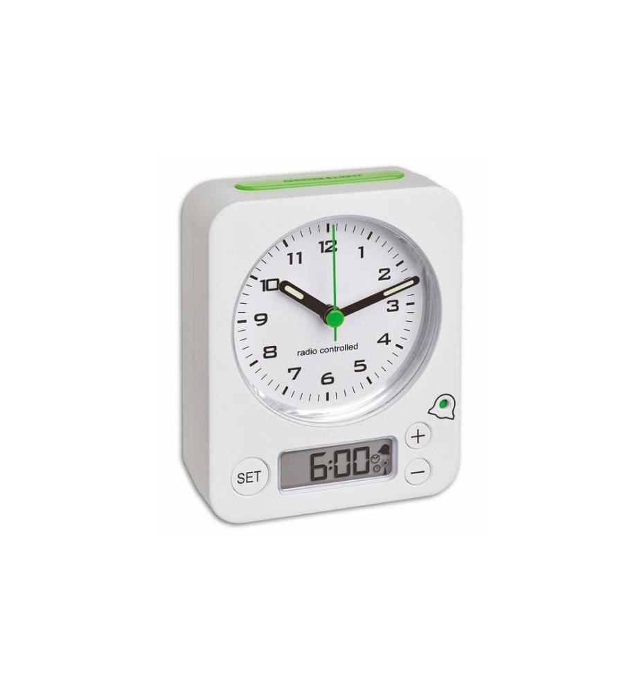 TFA DOSTMANN - Réveil radio-piloté Combo Vert/blanc