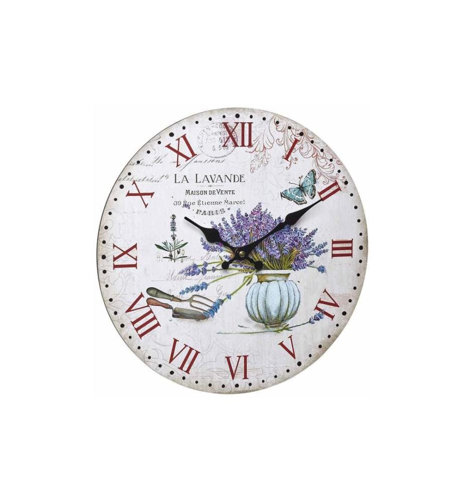 TFA DOSTMANN - Horloge murale Vintage La Lavande Ø 33.7 cm, Multicolore