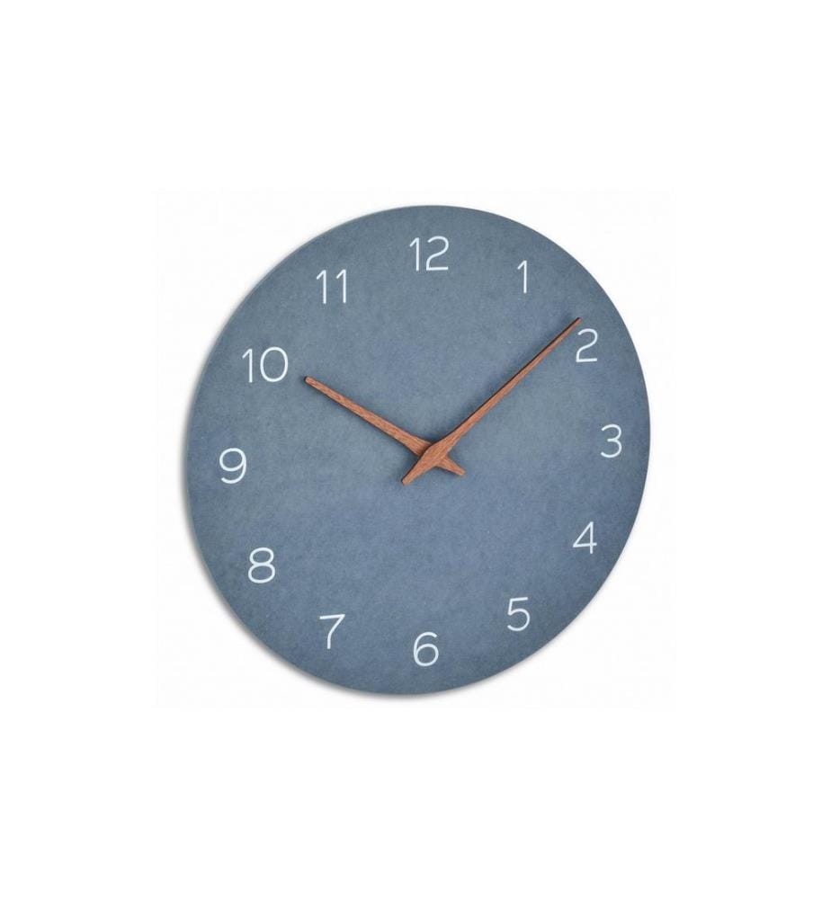 TFA DOSTMANN - Horloge murale Analogique avec aspect bois Ø 29.7 cm, Bleu Pigeon