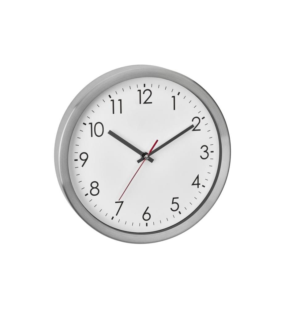 TFA Dostmann Horloge murale analogique avec cadre en acier inoxydable Argenté