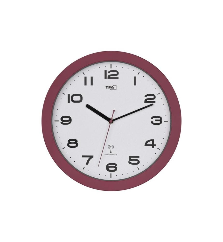 TFA Dostmann Horloge murale analogique à radio-pilotage Rouge