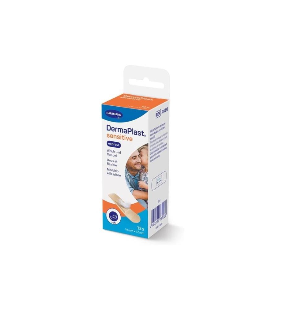 DermaPlast - Pansement Sensitive Express Strips 19 x 72 mm