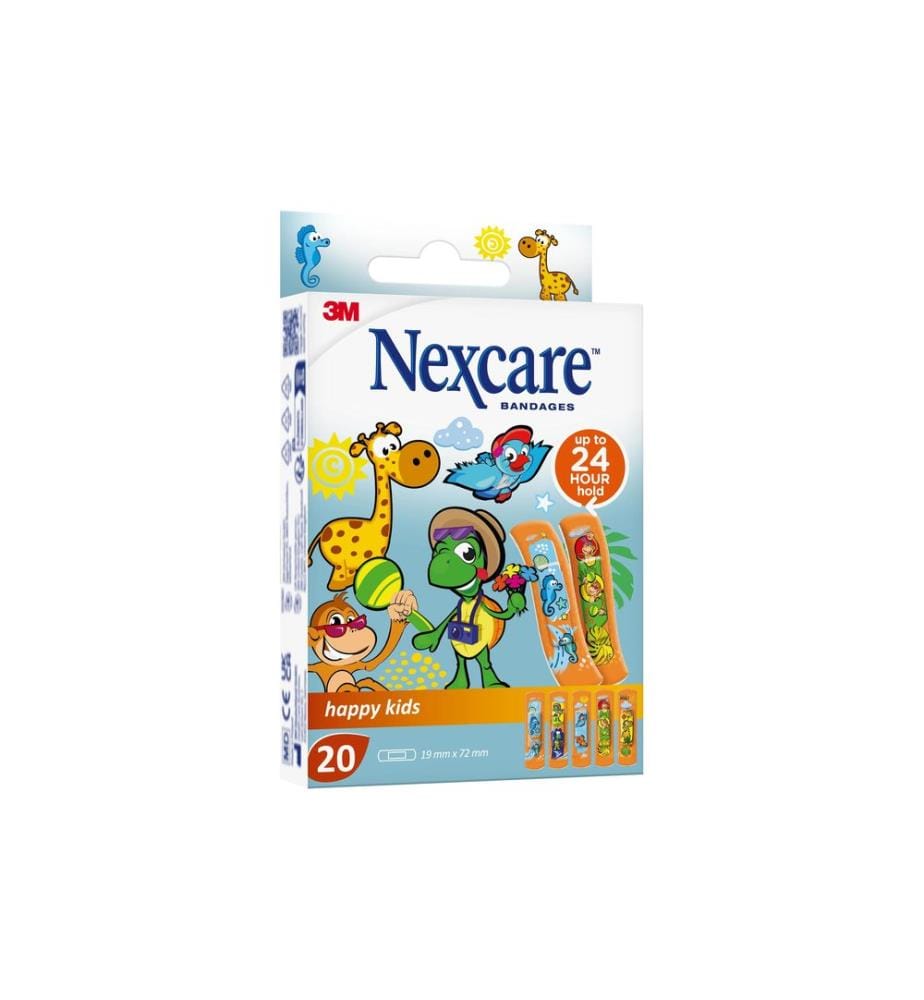 3M Nexcare - Pansements adhésifs pour enfants Happy Kids, 19 mm x 72 mm 20 pièces