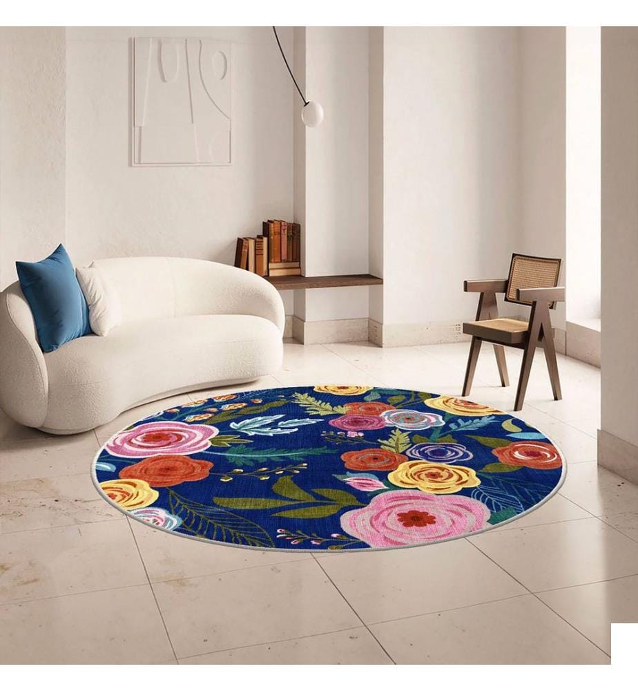 Tapis, 160 x 160, bleu marine, 100% POLYESTER