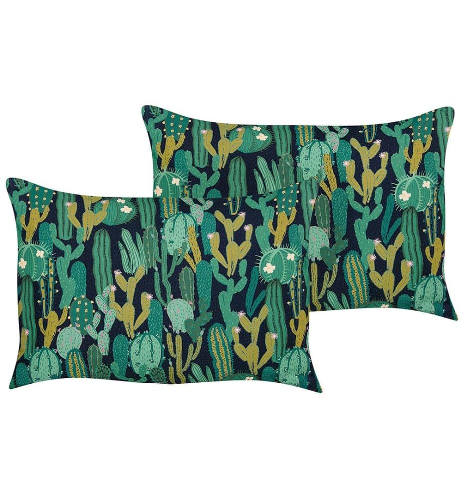 Lot de 2 coussins d'extérieur BUSSANA Motif de plante 40 x 60 cm Vert