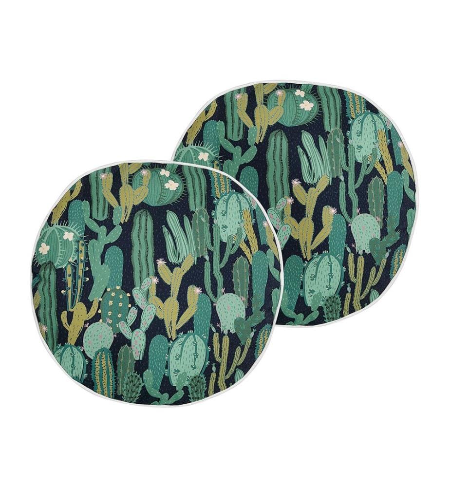 Lot de 2 coussins d'extérieur BUSSANA Motif de plante 40 x 40 cm Vert