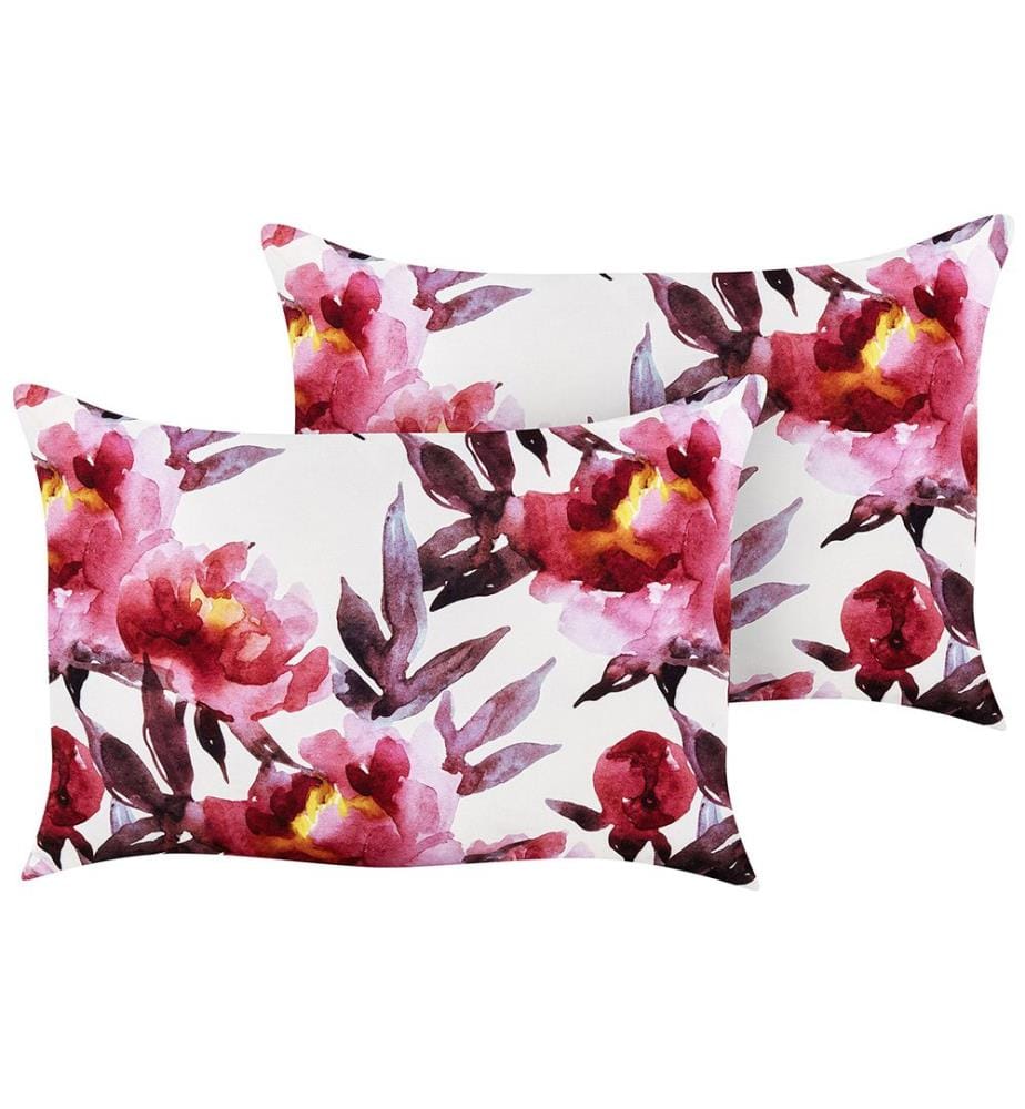 Lot de 2 coussins d'extérieur LANROSSO Motif floral 40 x 60 cm Rose