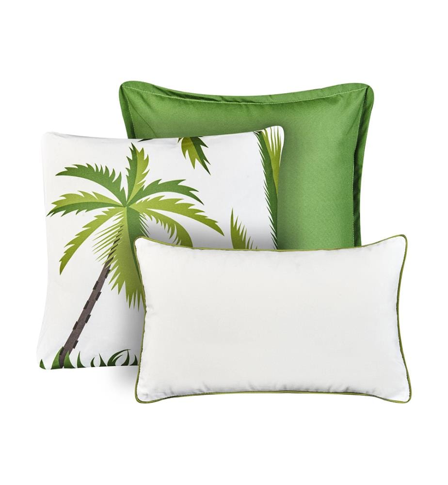 Lot de 3 coussins d'extérieur SEASIDE Motif de plante Vert