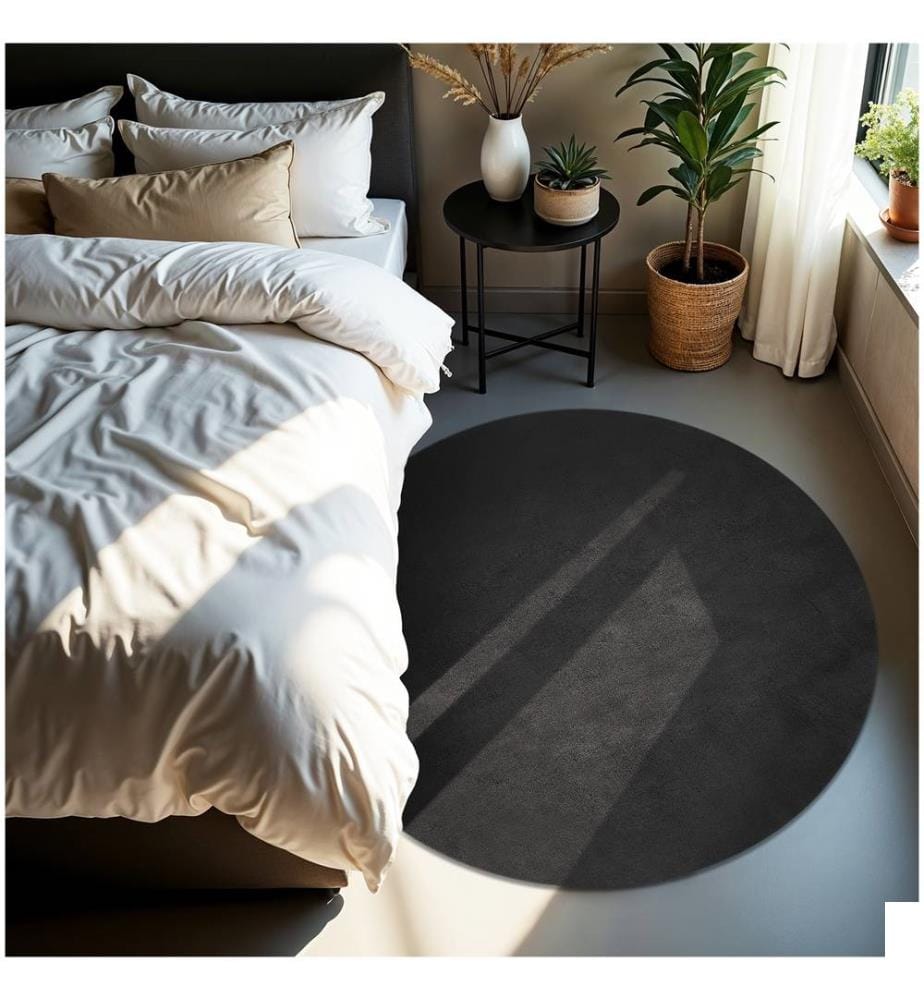 Tapis à poils ras SOFT ZONE - gris anthracite, Ø 120 cm