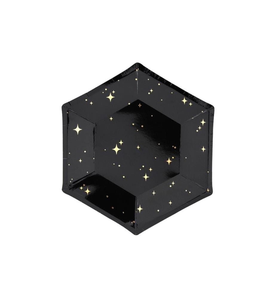 PARTYDECO - Assiettes jetables Let's Celebrate 20 cm, 6 Pièce/s, Noir