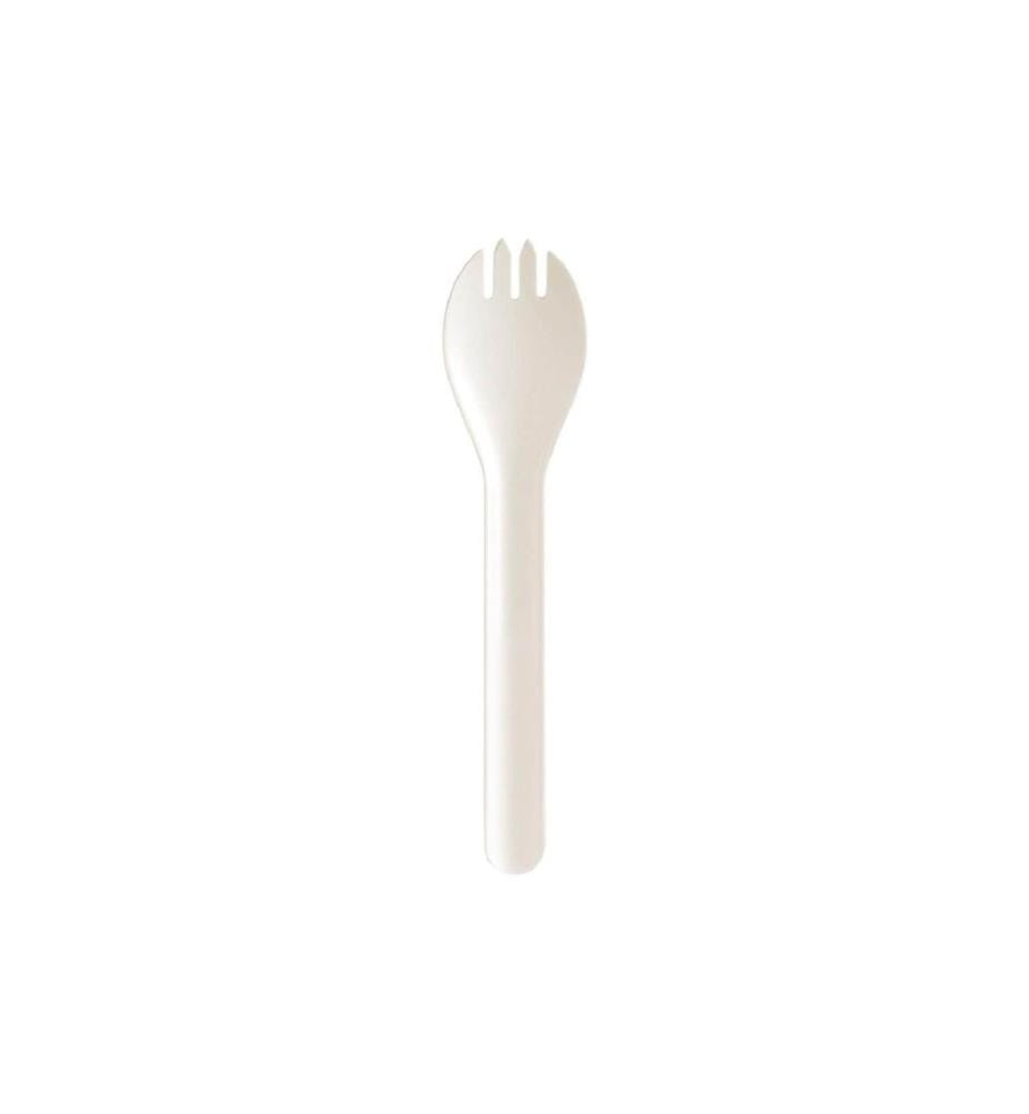 BIOPAK - Cuillère-fourchette jetable Pluma, 15 cm, blanc, 100 pièces