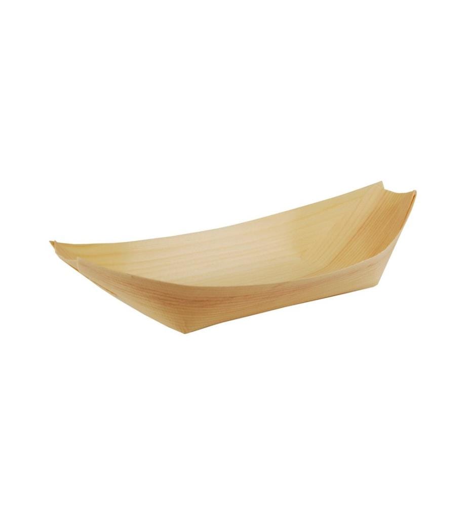 Papstar - Coupelle à amuse-bouches Pure Navette en bois 50 pièces