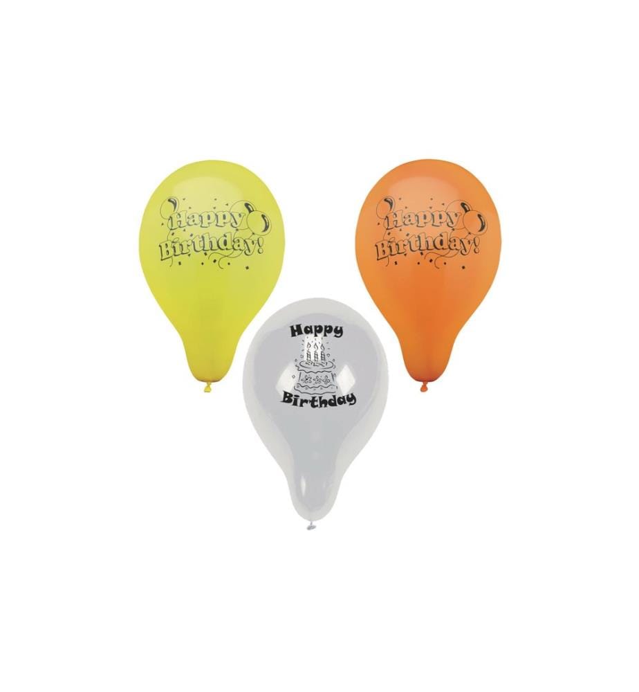 Papstar - Ballon de baudruche Happy Birthday multicolores, 10 pièces