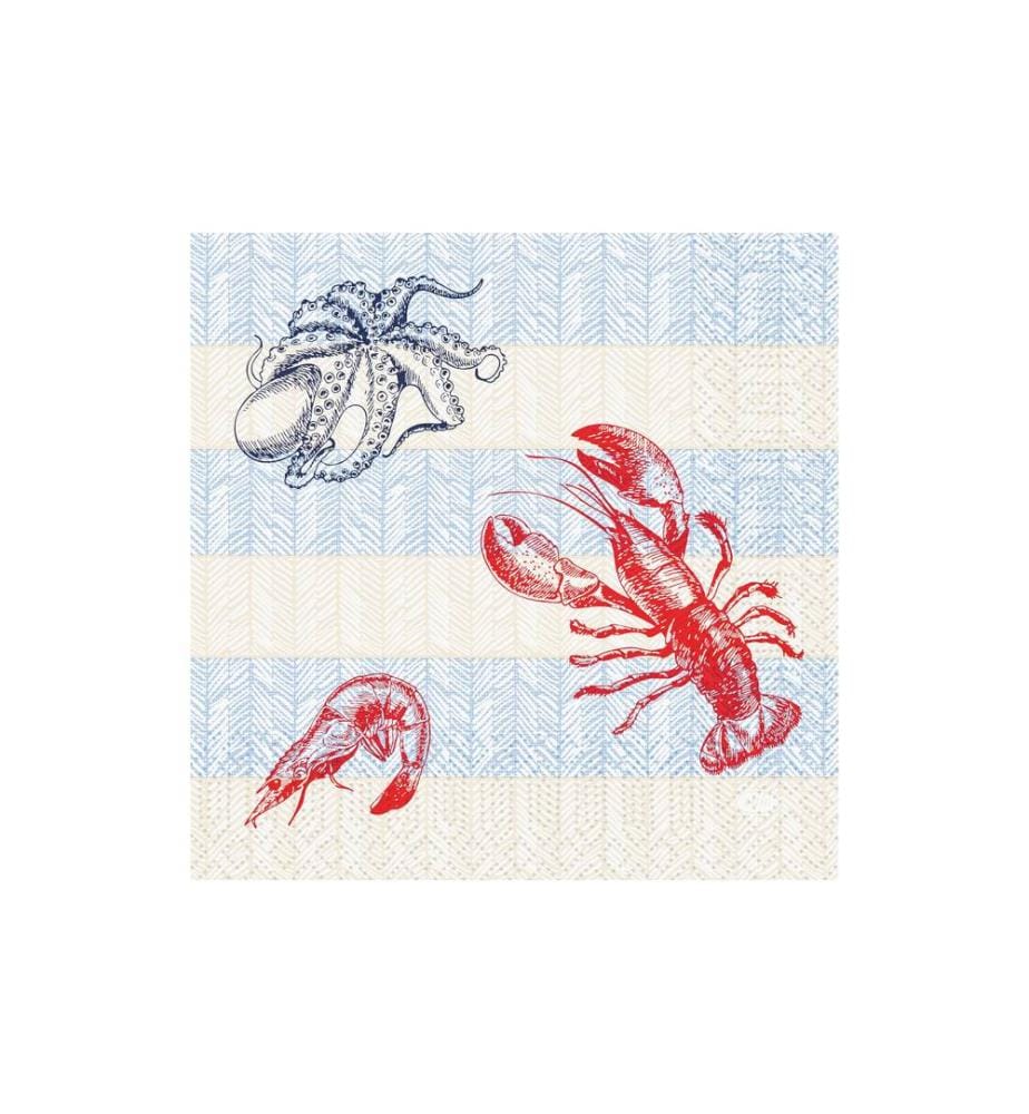 Duni - Serviettes en papier Sea Delights 33 cm x 33 cm, 50 Pièce/s