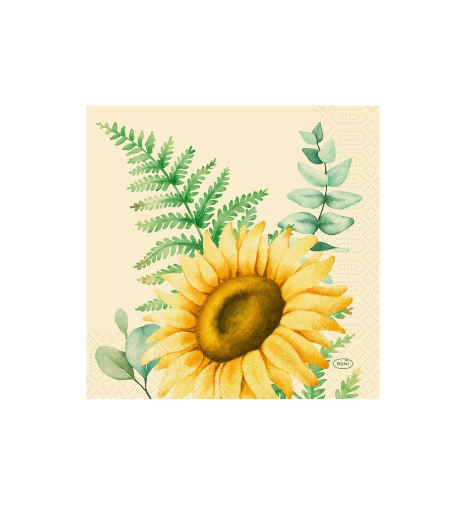 Duni - Serviettes en papier Sunflower Dreams 33 cm x 33 cm, 50 Pièce/s