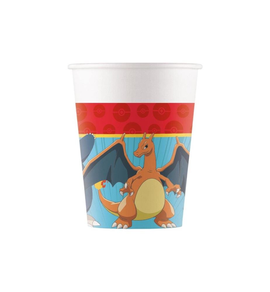 We fiesta Party - Gobelets jetables Pokémon 200 ml, 8 Pièce/s, Bleu/Rouge