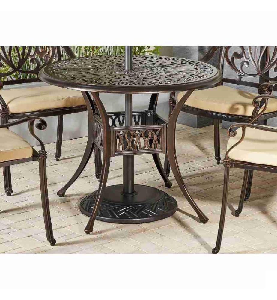 Pied de Parasol Socle 50 cm de Diamètre en Béton Noir avec Ornements Décoratifs Idéal comme Support pour Parasol de Jardin