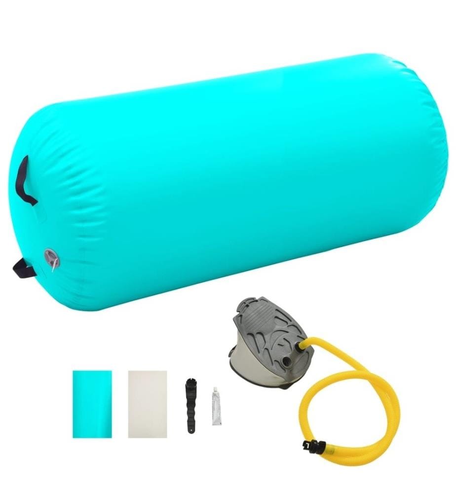 Rouleau gonflable de gymnastique avec pompe 120x75 cm PVC Vert