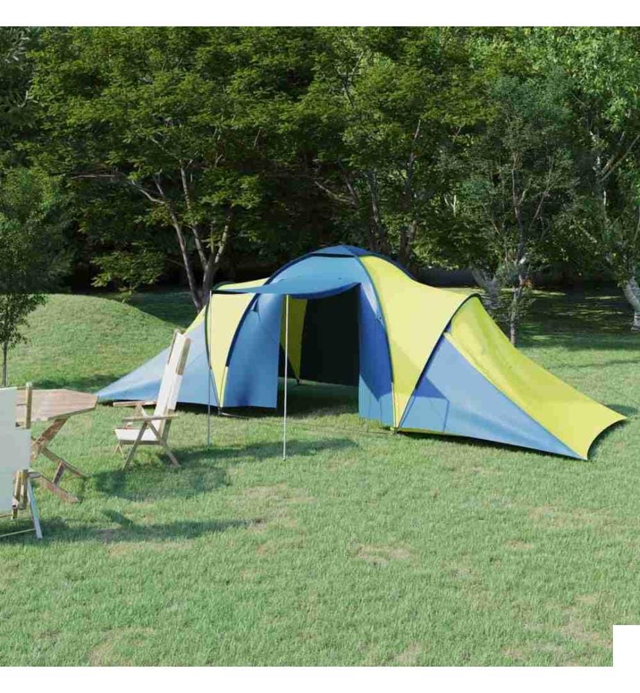 Tente de camping pour 6 personnes bleu et jaune