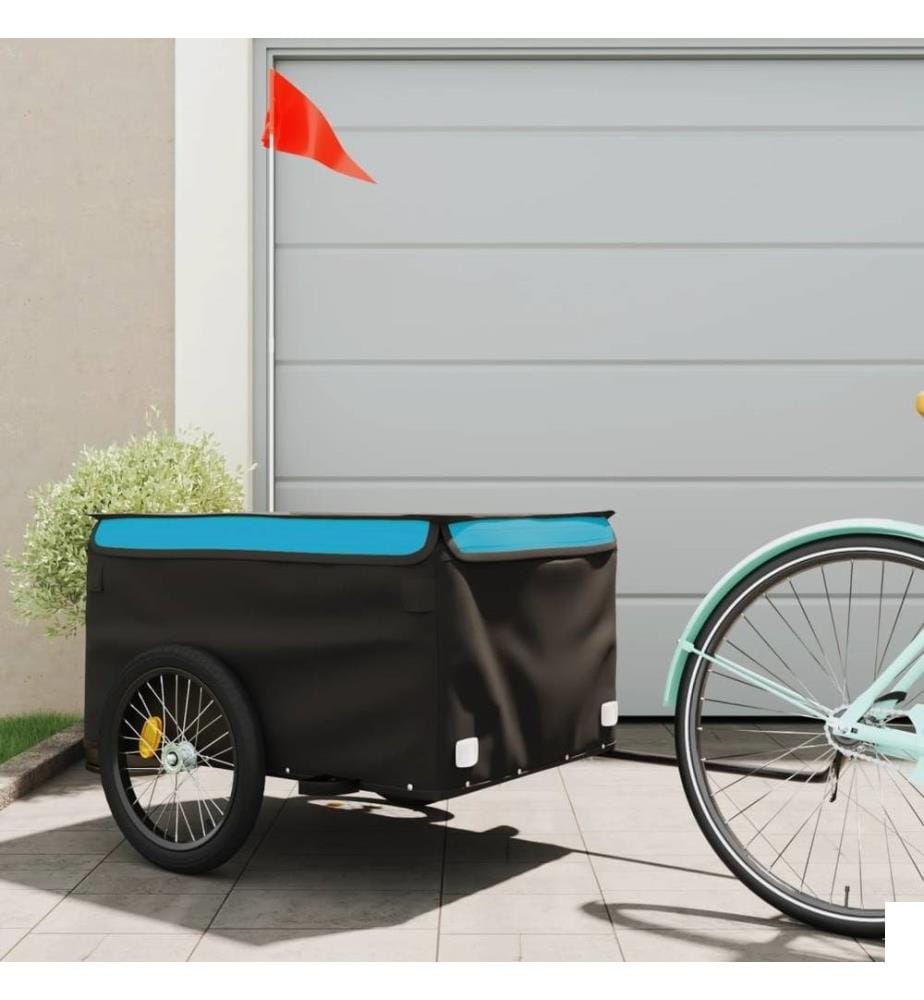 Remorque de vélo noir et bleu 45 kg fer