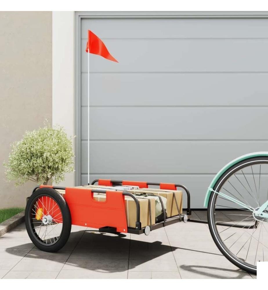 Remorque de vélo orange tissu oxford et fer