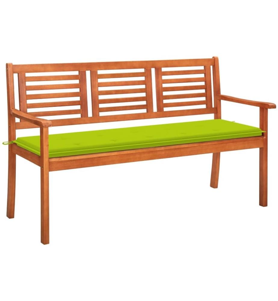 Banc de jardin 3 places avec coussin 150 cm Bois d'eucalyptus