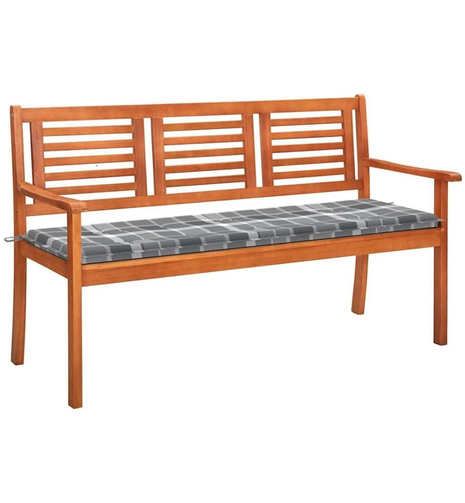 Banc de jardin 3 places avec coussin 150 cm Bois d'eucalyptus
