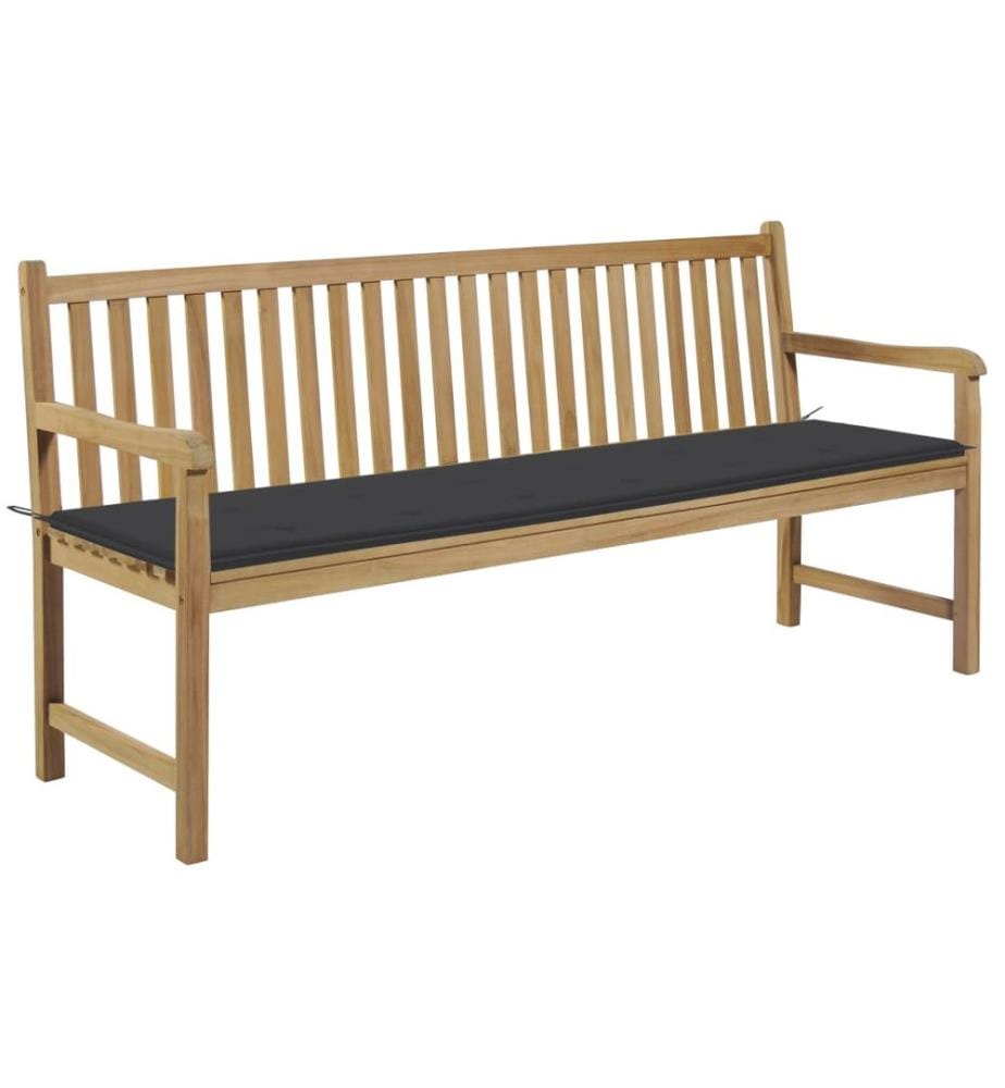 Banc de jardin avec coussin anthracite 175 cm Teck massif
