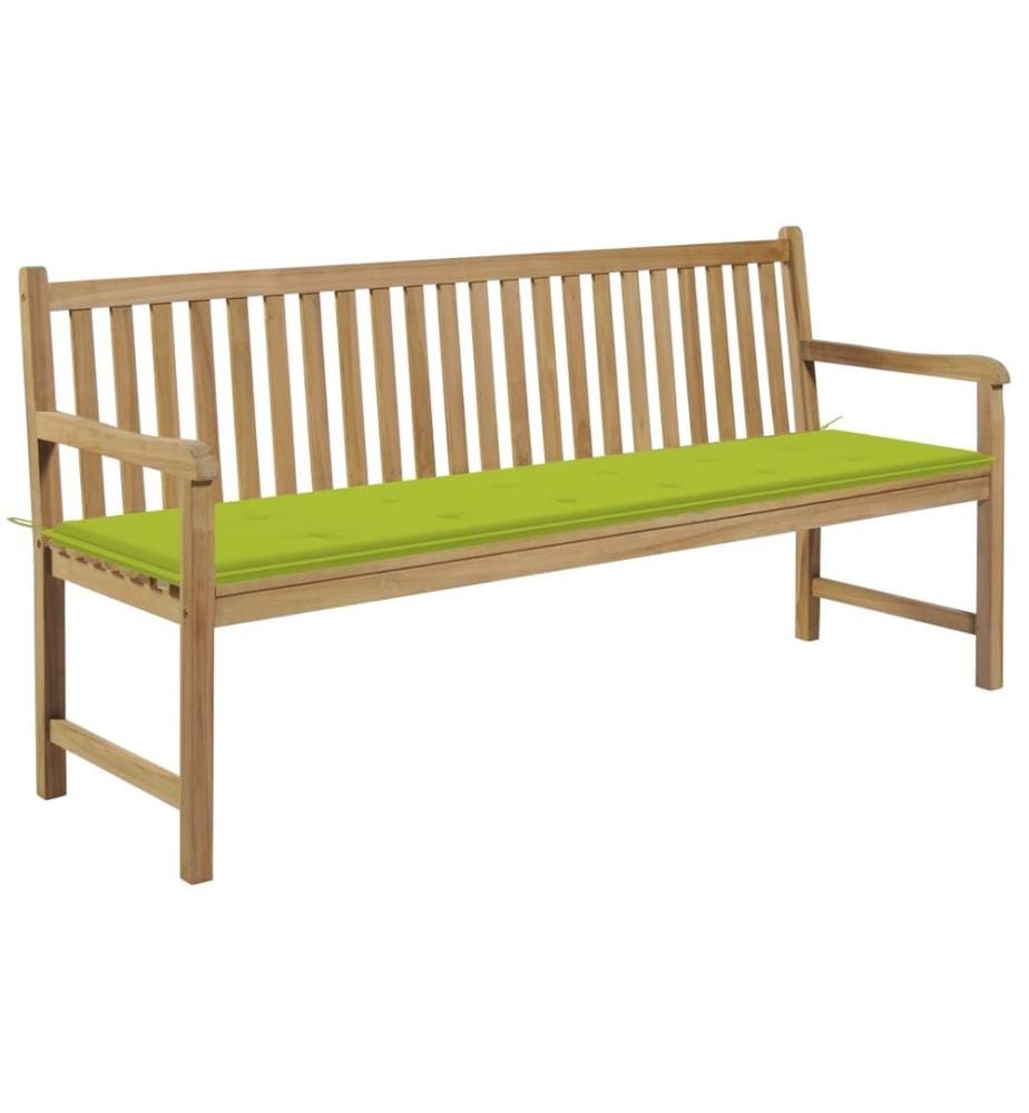 Banc de jardin avec coussin vert vif 175 cm Bois de teck massif