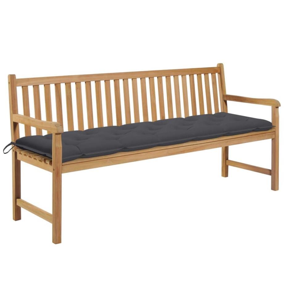 Banc de jardin avec coussin anthracite 175 cm Teck massif