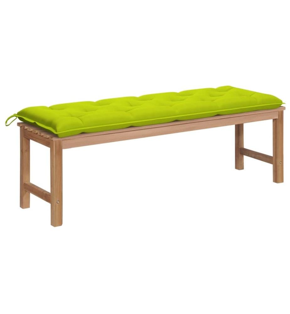 vidaXL Banc de jardin avec coussin vert vif 150 cm Bois de teck massif