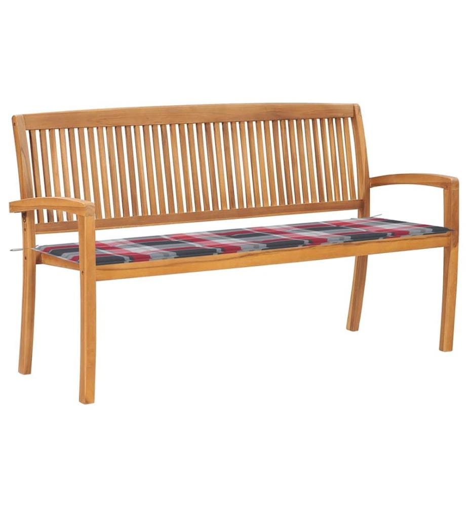 Banc de jardin empilable et coussin 159 cm Bois de teck massif