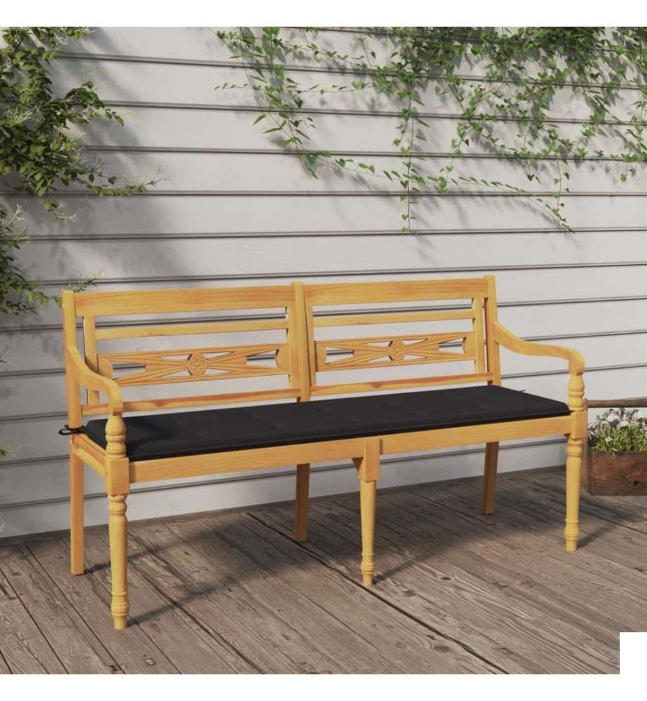 Banc Batavia avec coussin anthracite 150 cm Bois de teck massif