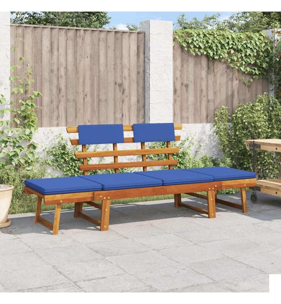 Banc de jardin avec coussins 2-en-1 190 cm Bois solide d'acacia
